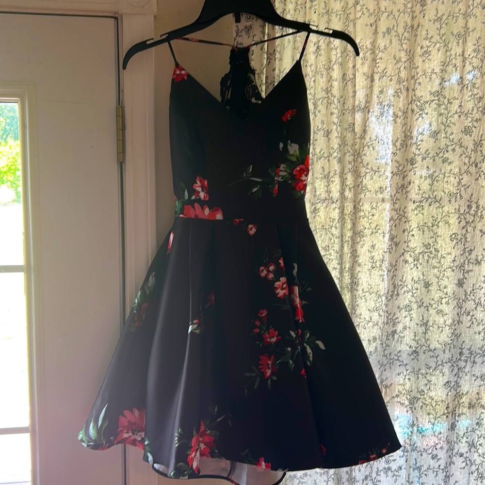Black and floral homecoming dress